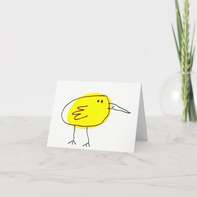 Doodle d'oiseau jaune drôle  (Devant)