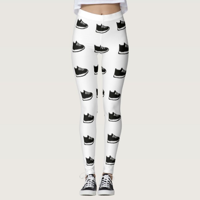 Doodle en chaussure blanche Leggings (Devant)