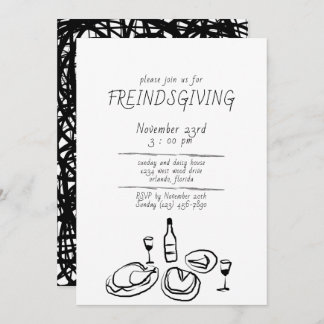 Doodle Illustration Friendsgiving Invitation