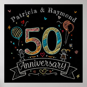 Doodle sur tableau noir 50e anniversaire personnal
