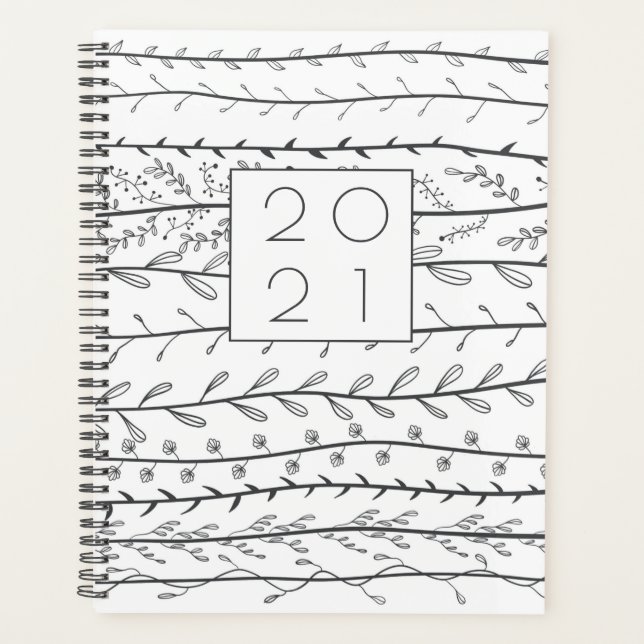 Doodle Vines Botanique noir et blanc (Devant)