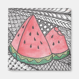 Doodle Watermelon dessin imprimé sur aimant