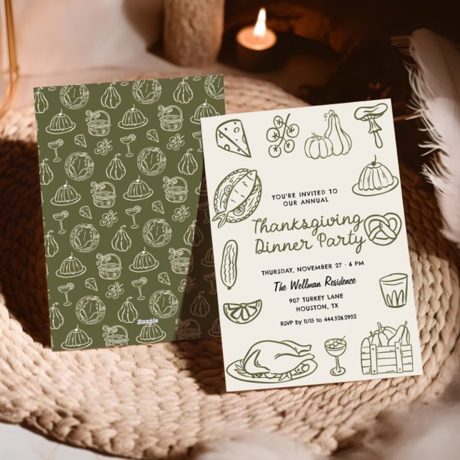 Doodle Whimsy Doodle Thanksgiving Invitation (Créateur téléchargé)