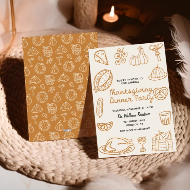 Doodle Whimsy Doodle Thanksgiving Invitation (Créateur téléchargé)