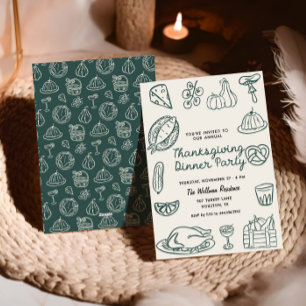 Doodle Whimsy Doodle Thanksgiving Invitation