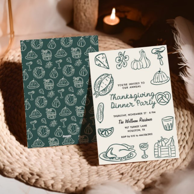 Doodle Whimsy Doodle Thanksgiving Invitation (Créateur téléchargé)