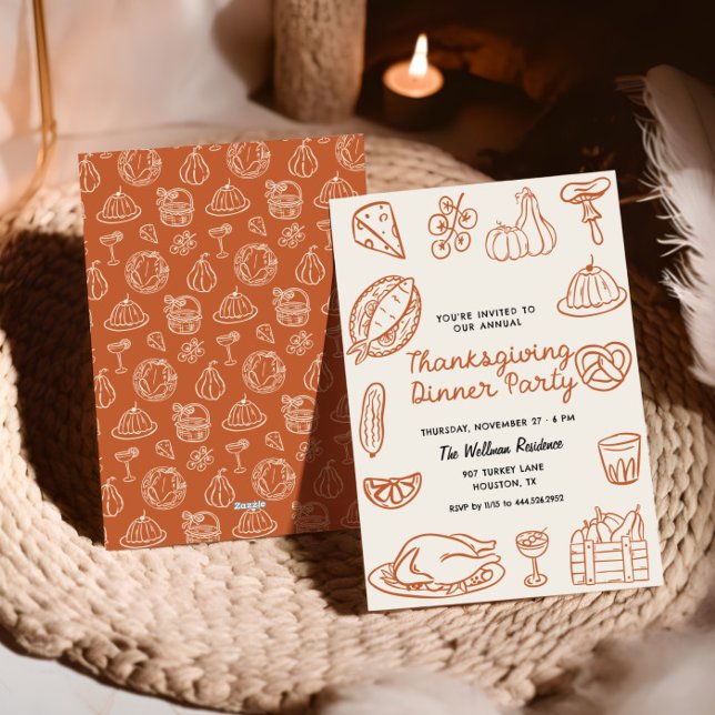 Doodle Whimsy Doodle Thanksgiving Invitation (Créateur téléchargé)