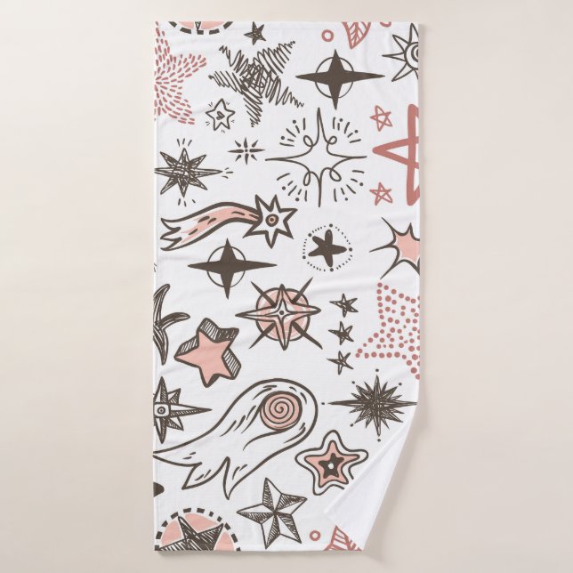 Doodles cosmiques : Étoiles et comètes (Serviette de bain)