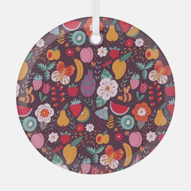 Doodles de fruits, décoration d'été dessinée à la  (Recto)