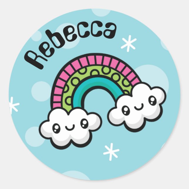 Doodles Totalement mignons Arc-en-ciel autocollant (Devant)