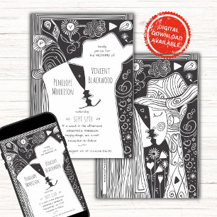 Doodline Art Couple Faire-part de mariage