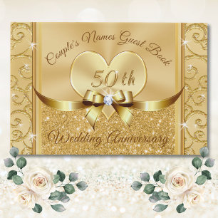 D'or 50e anniversaire du Mariage Livre d'invité personn