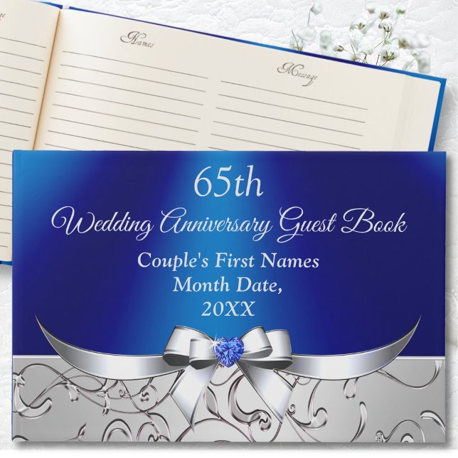 D'or 65e anniversaire du Mariage Livre d'or, SAPPHIRE (65th wedding anniversary ideas for parents. Personalized, 65th wedding anniversary party supplies.)