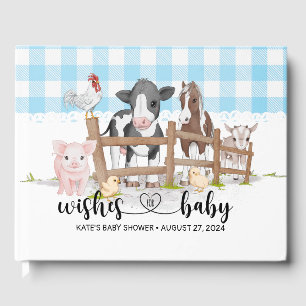 D'or Animaux de ferme Barnyard Blue Baby shower Livre d