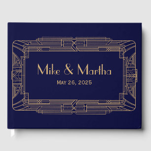 D'or Antique Grand Gatsby Art Déco Mariage Livre d'hôte