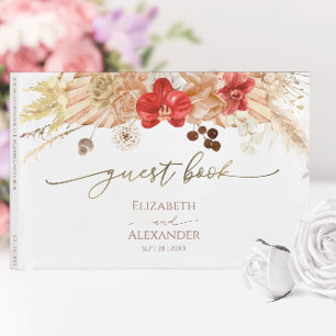 D'or Aquarelle dorée Boho Floral Mariage livre d'hôtes