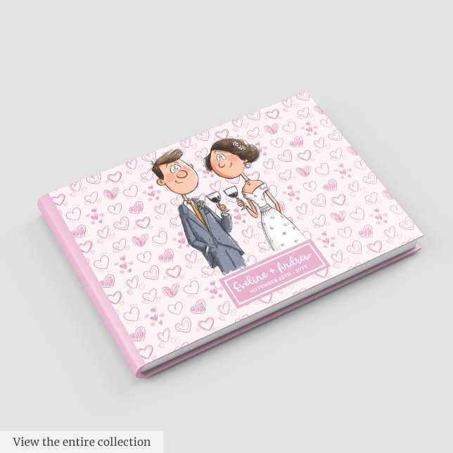 D'or Aquarelle Humour Mariage Couple livre d'hôte (Watercolor Humor Wedding Couple Guest book)