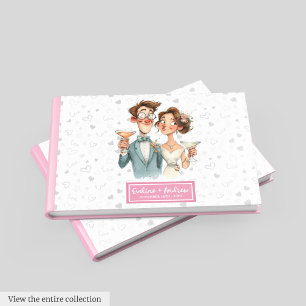 D'or Aquarelle Livre d'invité Funny Mariage Quirky Coup