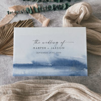 Aquarelle moderne | Livre d'hôtes Mariage bleu