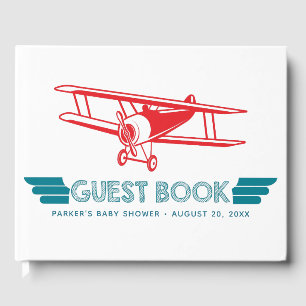 D'or Baby shower d'avion Livre d'invité