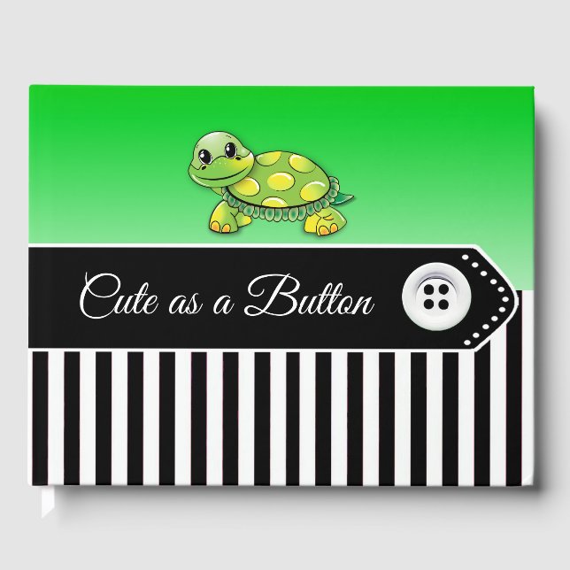 D'or Baby shower de tortue et bouton Garder le livre d' (Recto)