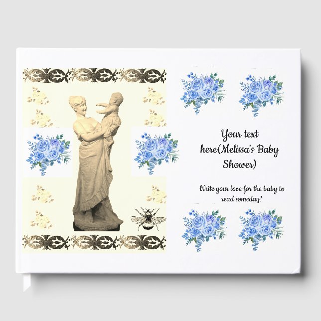 D'or Baby shower Invité Livre bébé garçon (Recto)