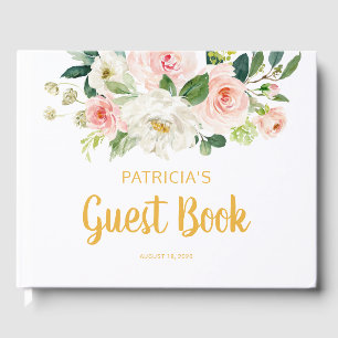 D'or Baby shower Livre d'invité, Blush Floral Livre d'i