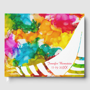 D'or Bat ou Bar Mitzvah Party Colorful Livre d'invités