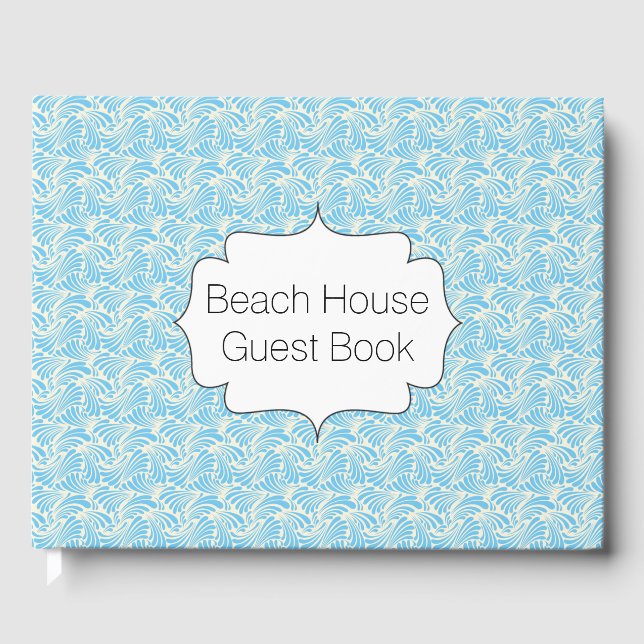 D'or Beach House Livre d'hôtes Modern Blue Wave Motif (Recto)
