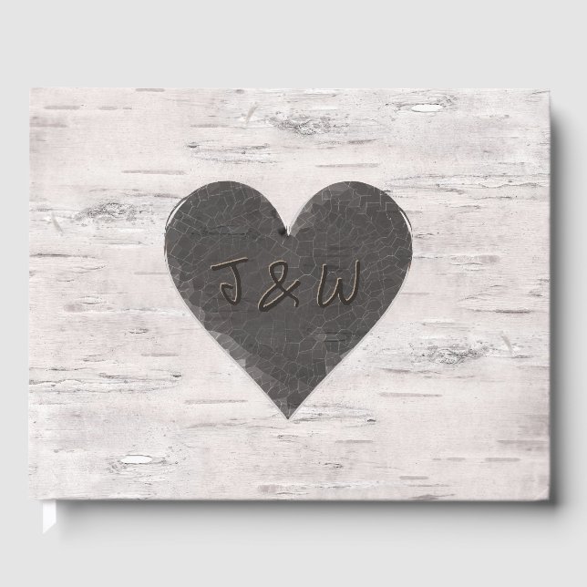 D'or Birch Wood Look Mariage Livre d'hôtes (Recto)