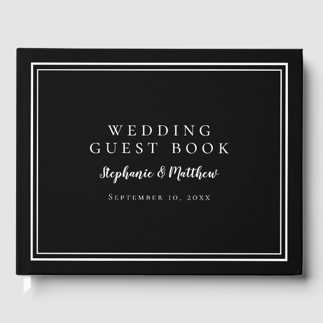 D'or Black Elegant Wedding Keepsaké livre d'hôtes (Recto)
