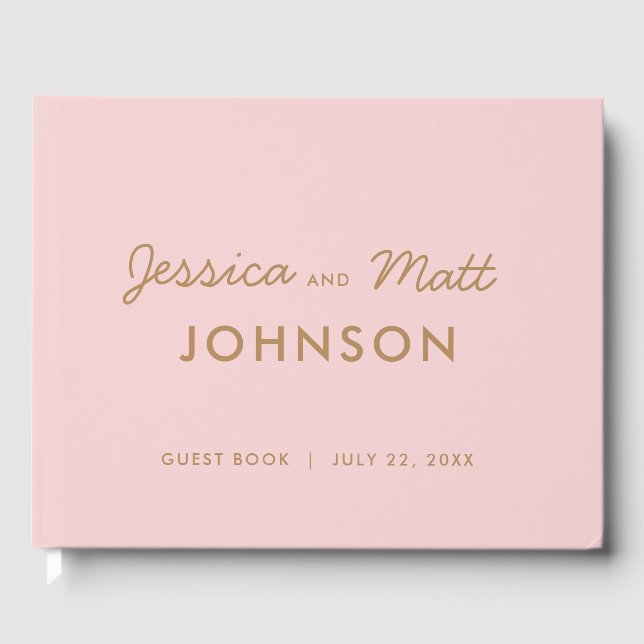 D'or Blush and Gold Cute Livre d'invité Mariage moderne (Recto)