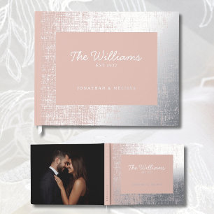 D'or Blush Pink Elegant Foil Livre d'invité Photo Livre