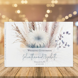 D'or Boho d'hiver Mariage Floral   Livre d'invités blan