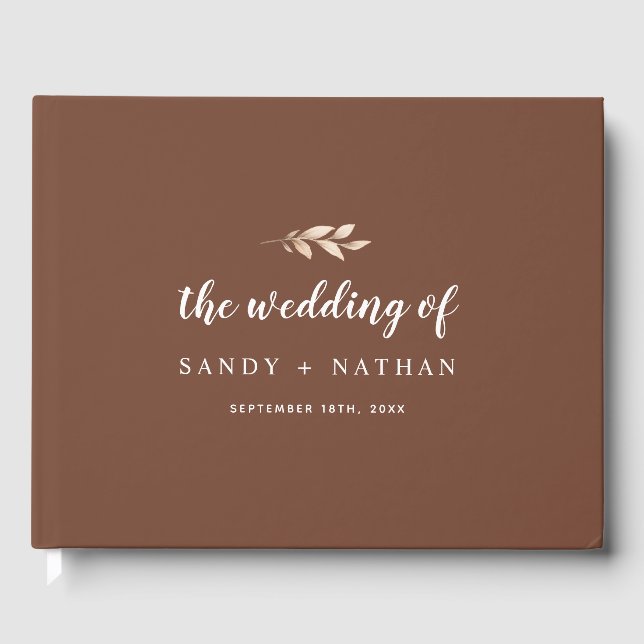 D'or Boho Leaf Mariage livre d'hôtes (Recto)