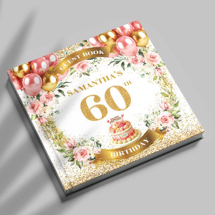 D'or Boho Luxe 60e Anniversaire Livre d'hôtes Floral El