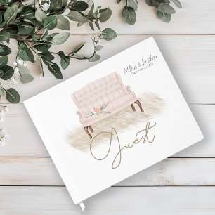 D'or Boho moderne rose élégant Floral Mariage livre d'h