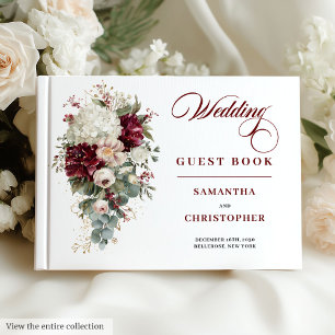D'or Boho rouge vif profond or floral mariage livre d'h