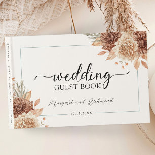 D'or Boho Terracotta Floral Mariage Livre d'hôtes