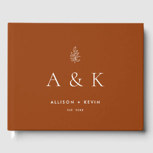D'or Boho Terracotta rouille Mariage Livre d'invité per