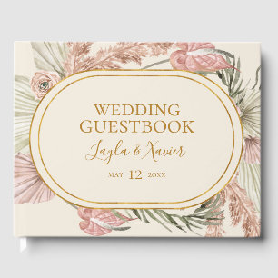 D'or Boho Tropical Botanical   Livre d'invité Mariage v