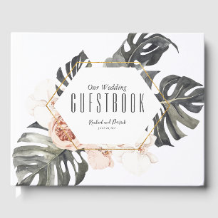 D'or Boho Tropical Floral Mariage livre d'hôtes