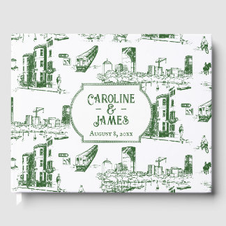 D'or Boston Toile Forest Green Livre d'invité personnal