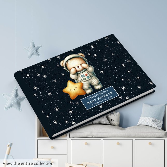 D'or Boy Baby shower Livre d'Invitation Personalized Te (Boy Baby Shower Guest Book Personalized Teddy Bear)