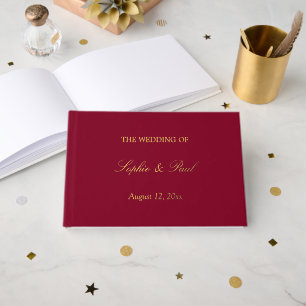 D'or Burgundy Gold Real Foil Élégant Mariage Livre d'in