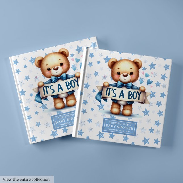 D'or C’est un livre d’or pour baby showers pour enfants (It’s a boy baby shower guest book to sign in)