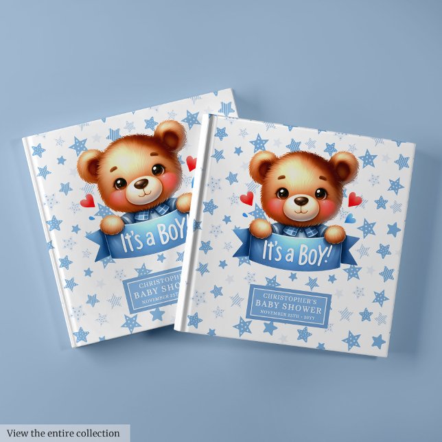 D'or C’est un livre d’or pour les garçons (Cuddly It’s a boy teddy bear guest book for boys)