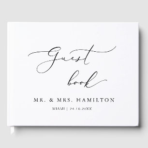 D'or Calligraphie moderne Elégant Mariage Livre d'invit