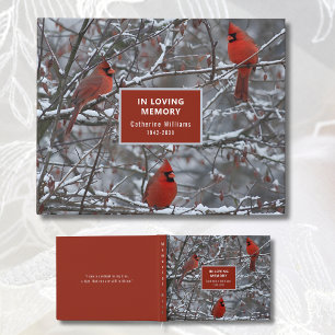 D'or Cardinal Foil Funeral Livre D'Invitation En Mémoir