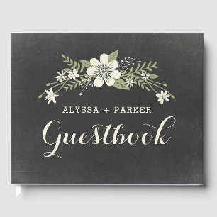 D'or Chalkboard Bloom Mariage livre d'invité